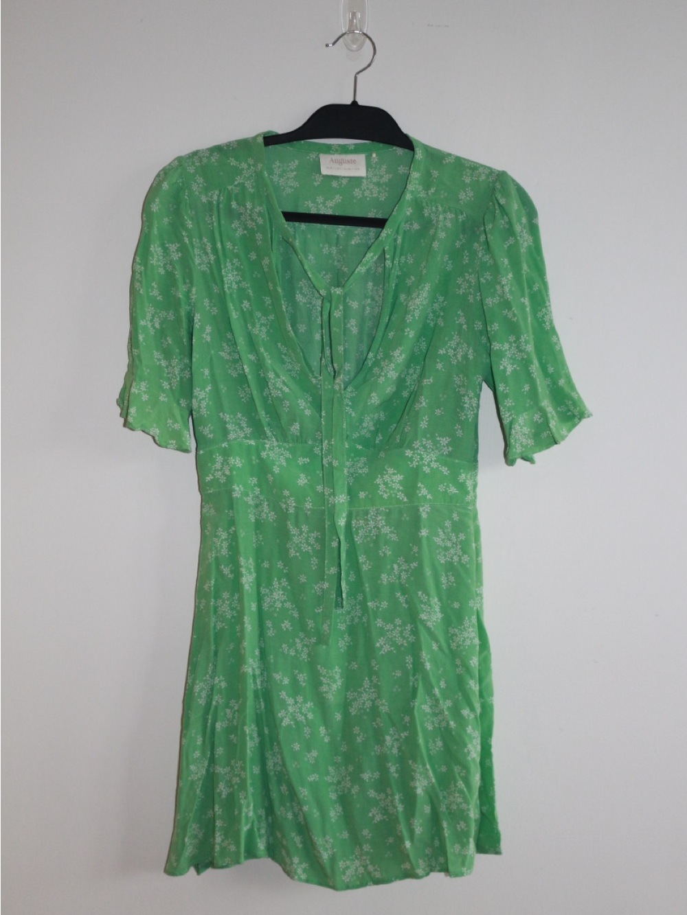 Auguste The Label Light Green Floral Tie-Front Mini Dress